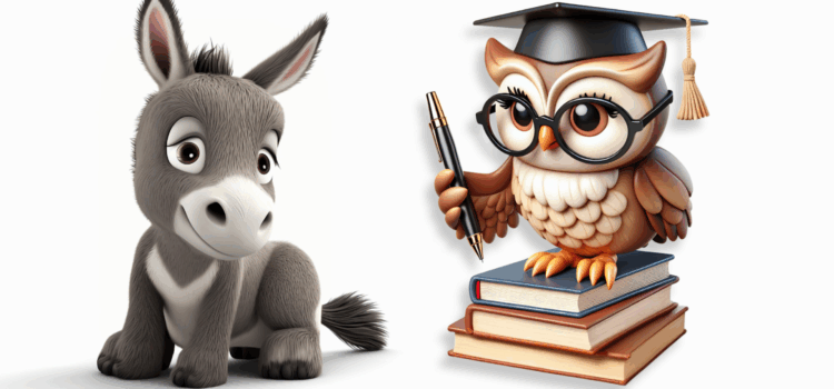 Ricomincia la squola (sic!) Scuola Asino con Libri